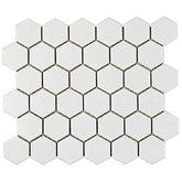 USCT White 2 inch Hexagon Porcelain Mosaic Wall Tile for Kitchen Backsplash, Bathroom Shower, Accent Wall-  10pcs/carton (10 sq ft)